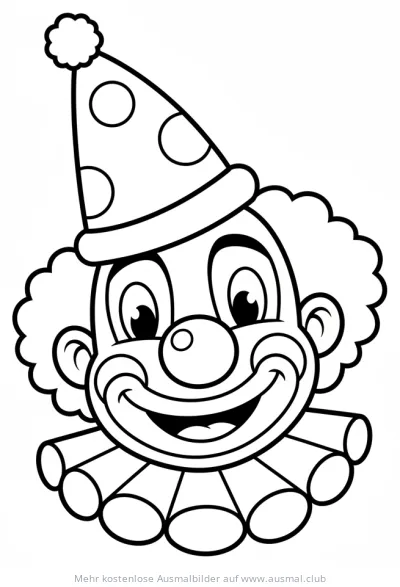 Clown Gesicht Ausmalbild mit gepunktetem Hut