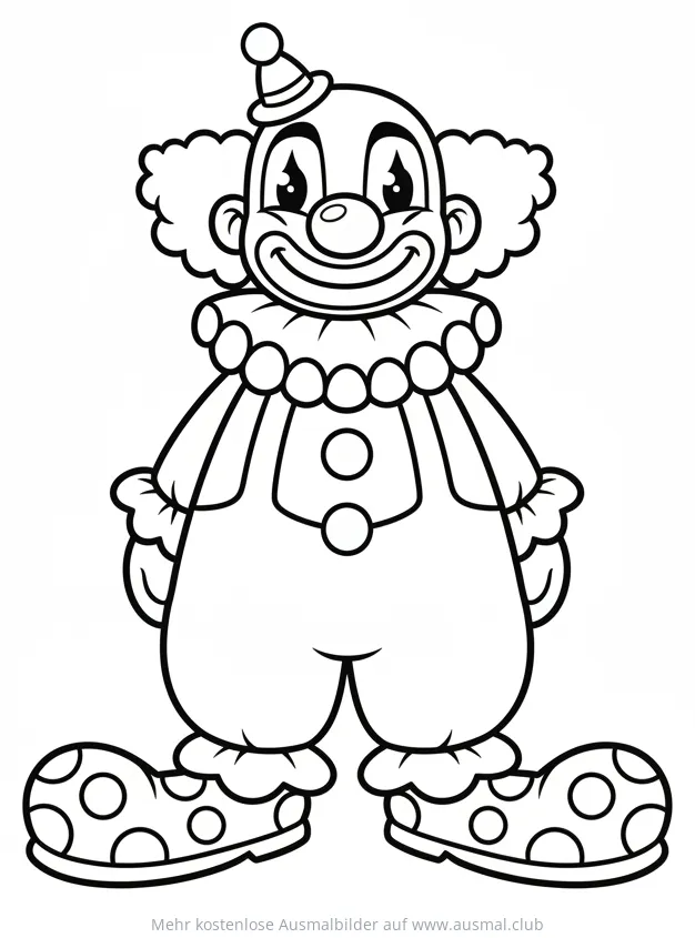 Clown mit großen Schuhen Ausmalbild
