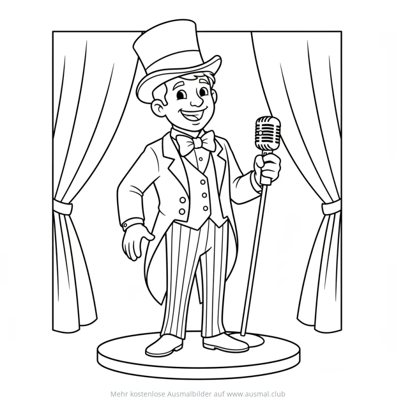 Zirkusdirektor mit Mikrofon Ausmalbild