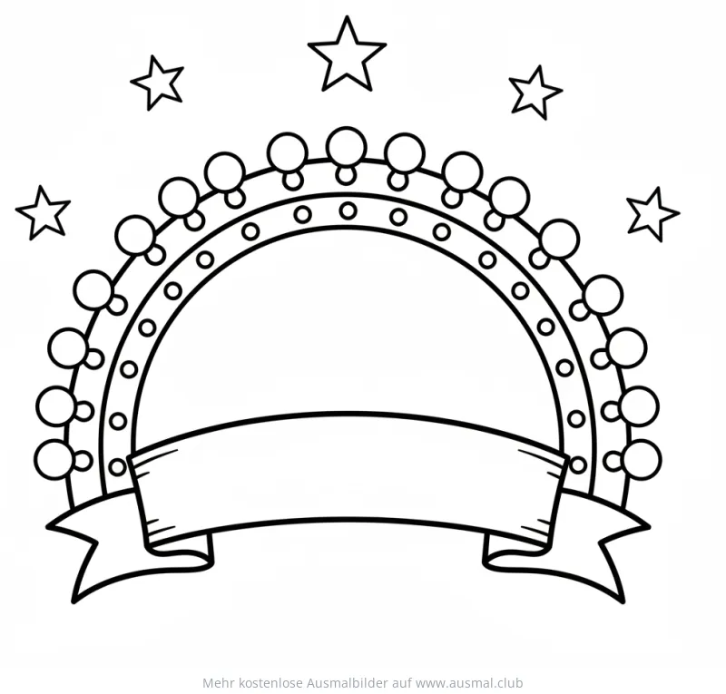 Zirkus Lichterbogen mit Sternen Ausmalbild