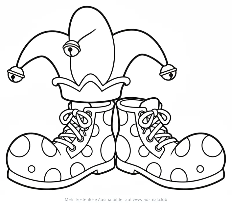 Clown Hut und Schuhe Ausmalbild