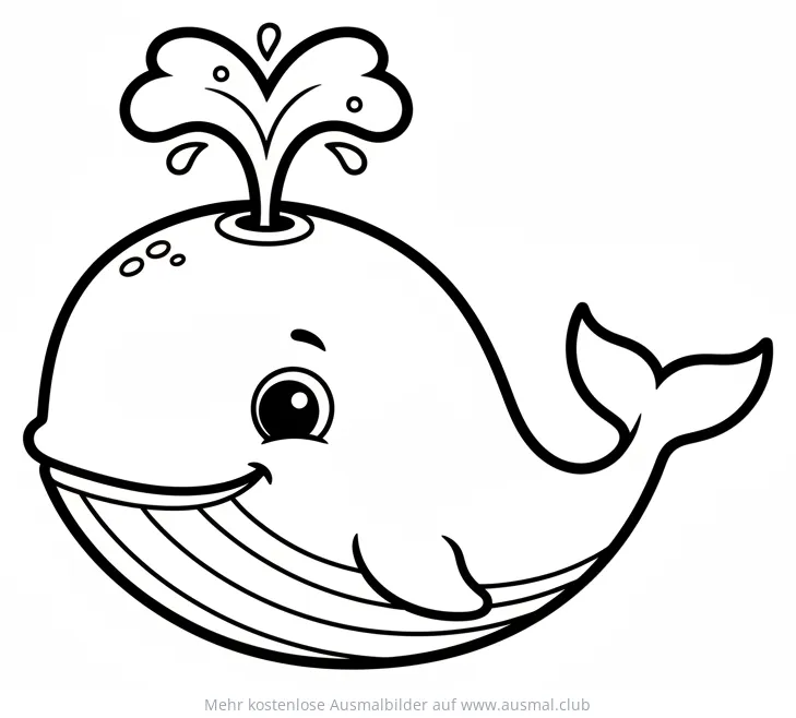 Freundlicher Wal mit Wasserfontäne Ausmalbild
