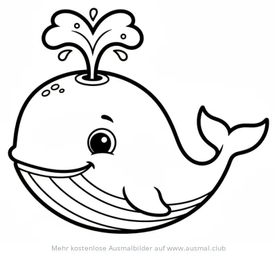 Freundlicher Wal mit Wasserfontäne Ausmalbild