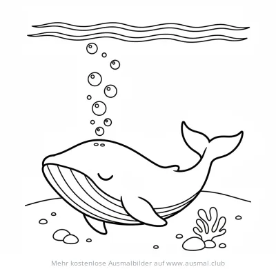 Schlafender Wal Ausmalbild im Meer