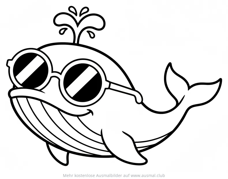 Wal mit Sonnenbrille Ausmalbild