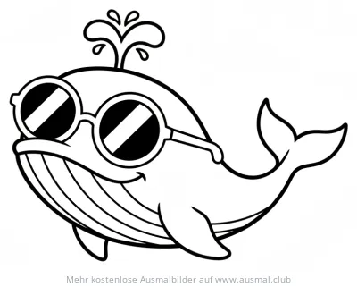 Wal mit Sonnenbrille Ausmalbild