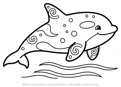 Orca Ausmalbild mit verspielten Mustern