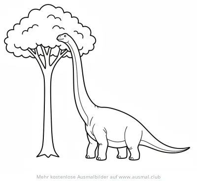 Brachiosaurus frisst Blätter vom Baum Ausmalbild