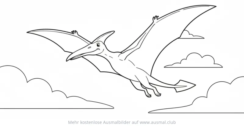 Pterodactylus Ausmalbild in den Wolken
