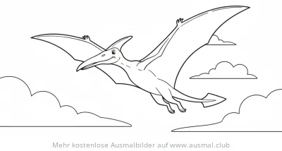 Pterodactylus Ausmalbild in den Wolken
