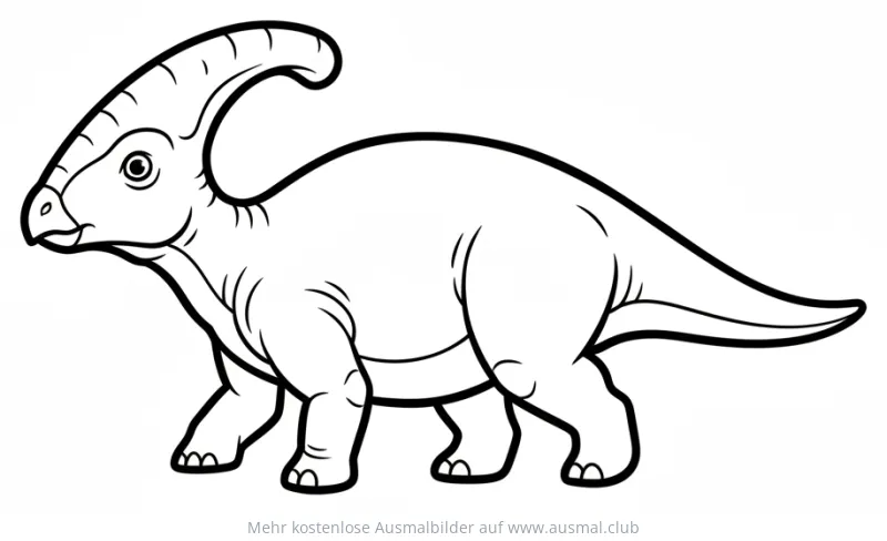 Parasaurolophus Ausmalbild mit charakteristischem Knochenkamm