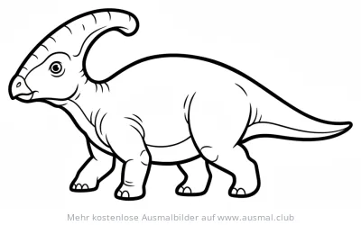 Parasaurolophus Ausmalbild mit charakteristischem Knochenkamm