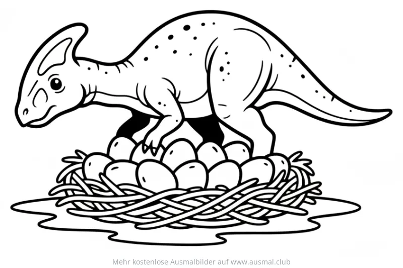Oviraptor bewacht Nest mit Eiern Ausmalbild