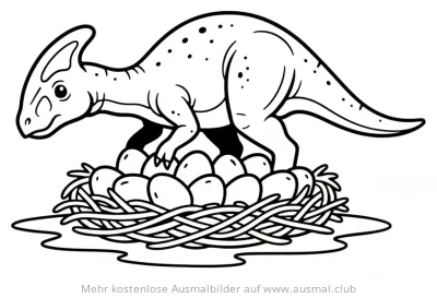 Oviraptor bewacht Nest mit Eiern Ausmalbild