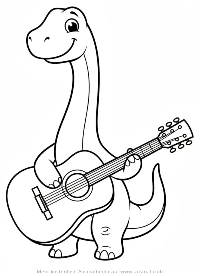 Dinosaurier mit Gitarre Ausmalbild