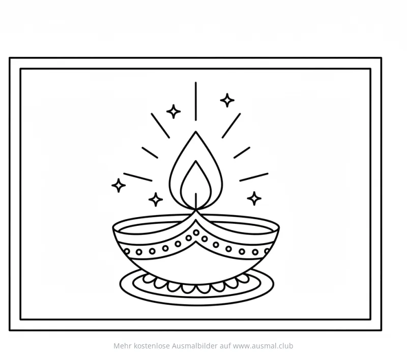 Diwali Lampe Ausmalbild mit Sternen