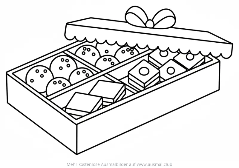 Diwali Süßigkeiten in Pralinenschachtel Ausmalbild