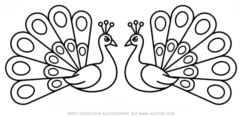 Zwei stilisierte Pfaue Ausmalbild für Diwali