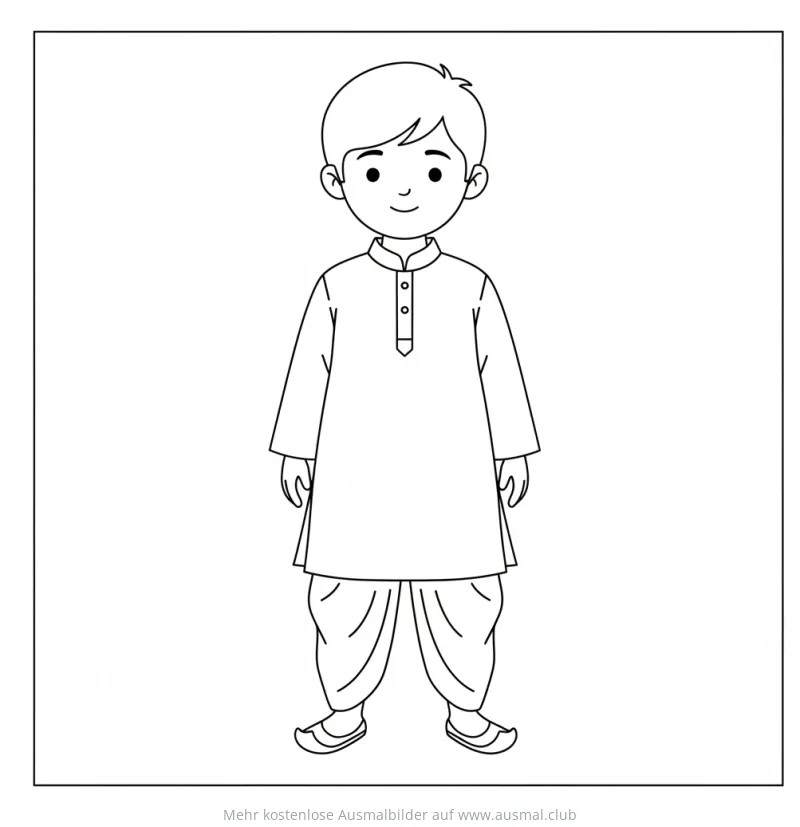 Junge in Kurta Ausmalbild