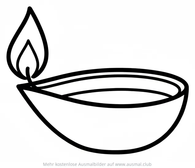 Ghee Diya Lampe Ausmalbild für Diwali (Lichterfest)