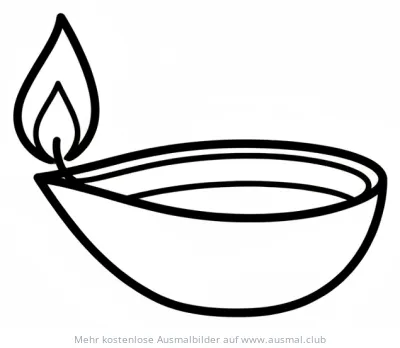 Ghee Diya Lampe Ausmalbild für Diwali (Lichterfest)