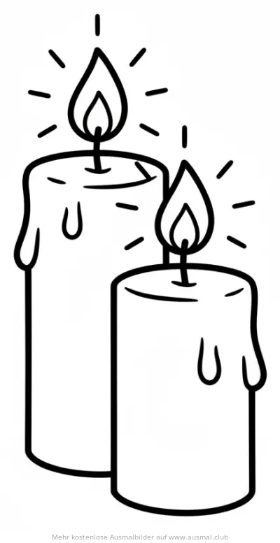 Zwei brennende Kerzen Ausmalbild für Diwali