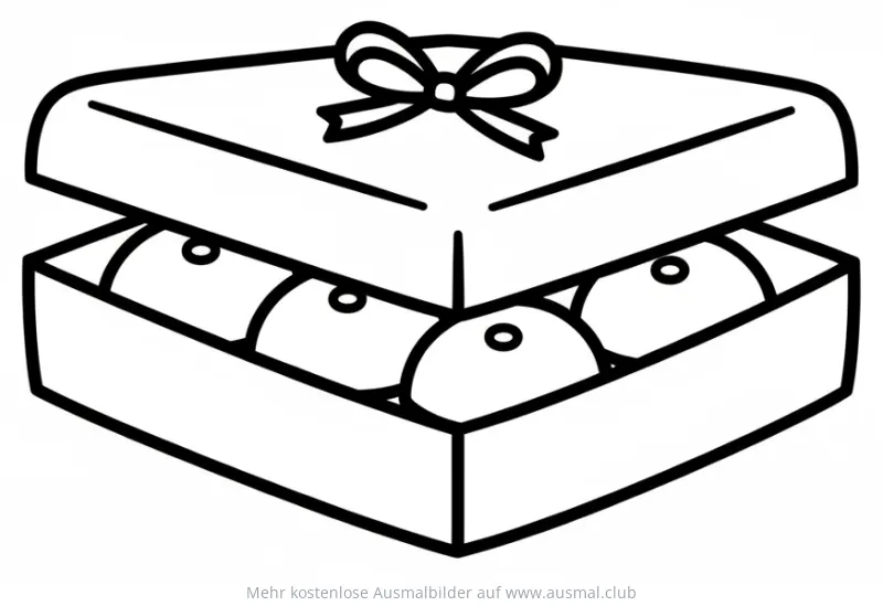 Süßigkeitenbox mit Schleife Ausmalbild