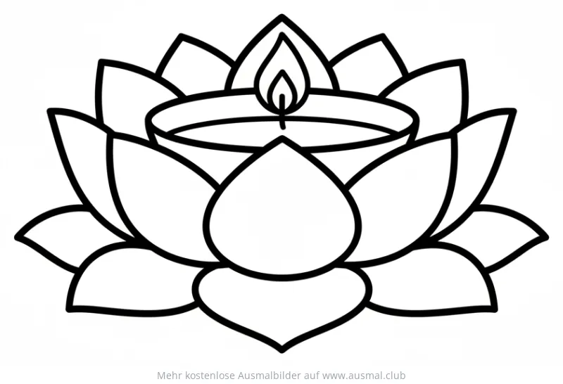 Lotus Diya Ausmalbild für Diwali