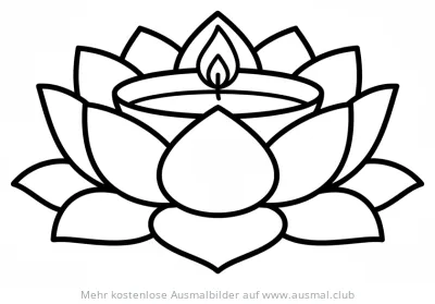 Lotus Diya Ausmalbild für Diwali