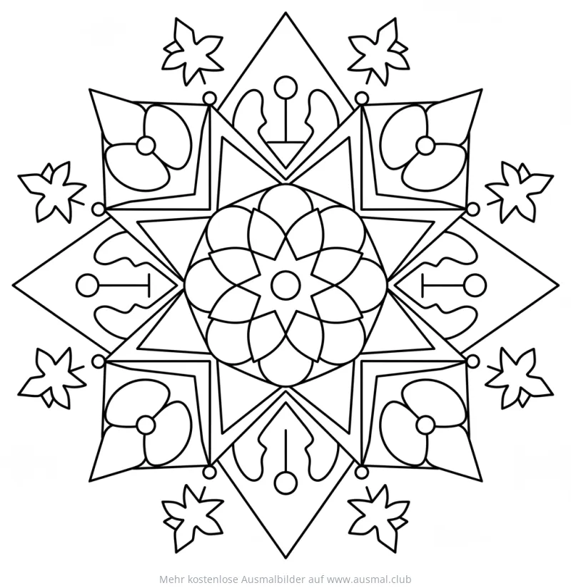 Geometrisches Rangoli Ausmalbild für Diwali