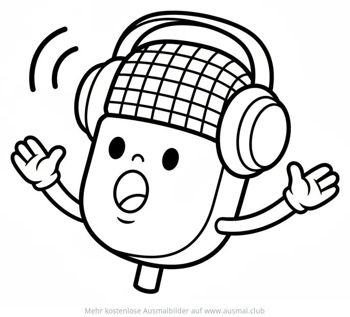 Mikrofon mit Kopfhörern als Ausmalbild