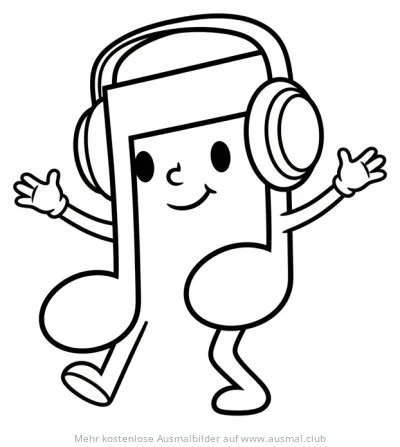 Musiknote mit Kopfhörer Ausmalbild