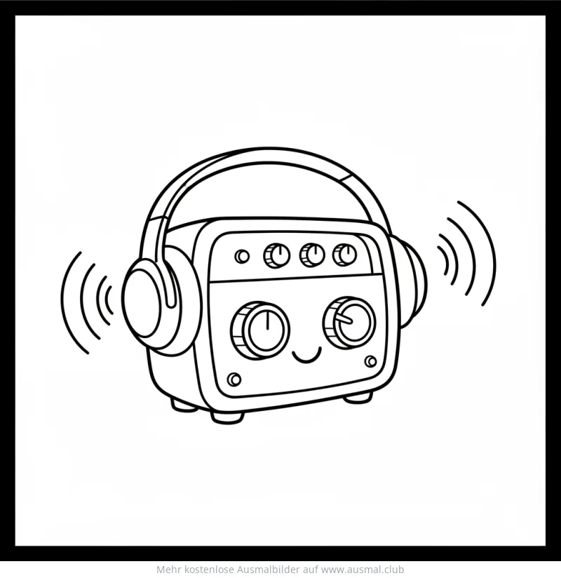 Cartoon Verstärker mit Kopfhörer Ausmalbild