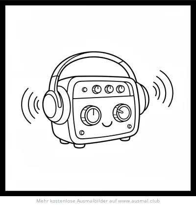 Cartoon Verstärker mit Kopfhörer Ausmalbild