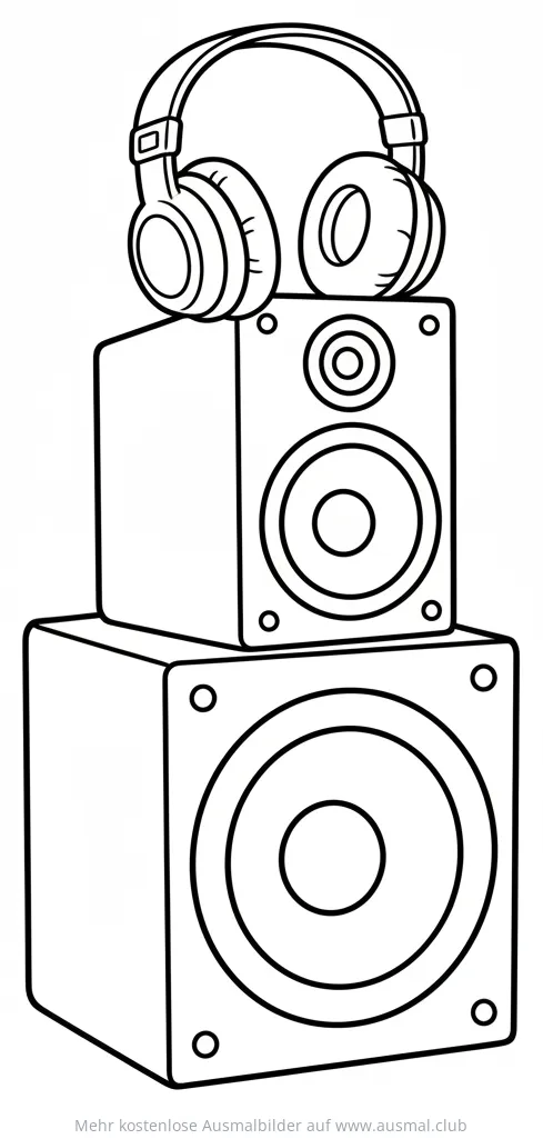 Lautsprecher und Kopfhörer Ausmalbild