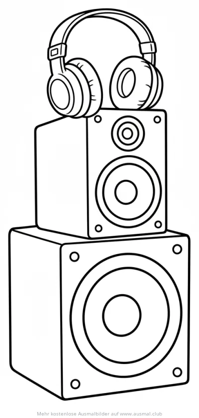 Lautsprecher und Kopfhörer Ausmalbild