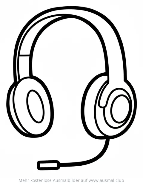 Einfacher Kopfhörer mit Mikrofon Ausmalbild