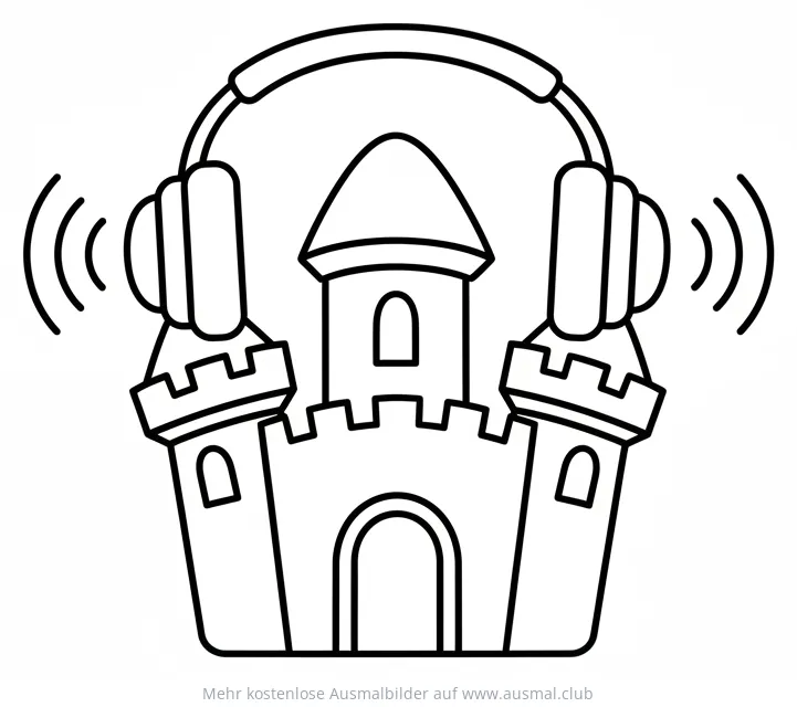 Schloss mit Kopfhörer Ausmalbild