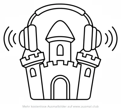 Schloss mit Kopfhörer Ausmalbild