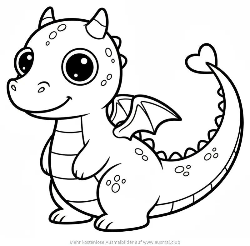 Niedlicher Drache mit großen Augen Ausmalbild