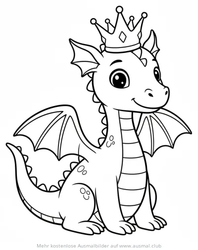 Drache mit Krone Ausmalbild