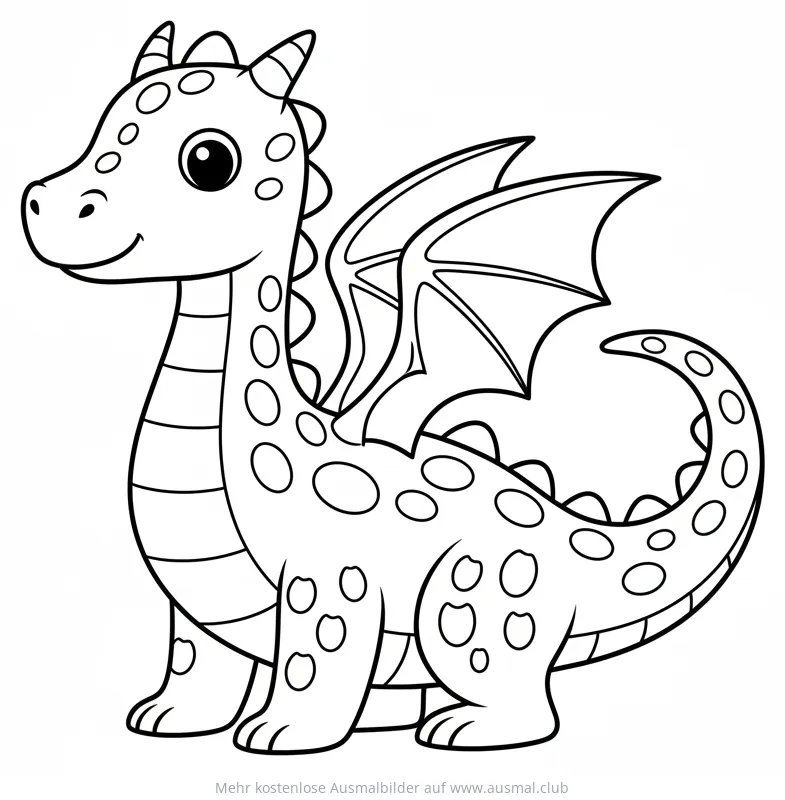 Freundlicher Drache mit Schuppen Ausmalbild