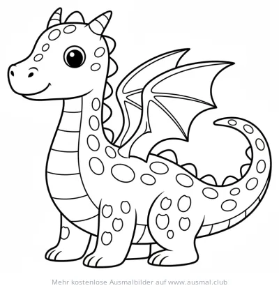 Freundlicher Drache mit Schuppen Ausmalbild