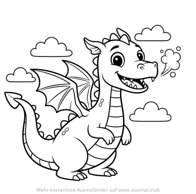 Freundlicher Drache mit Zähnen Ausmalbild
