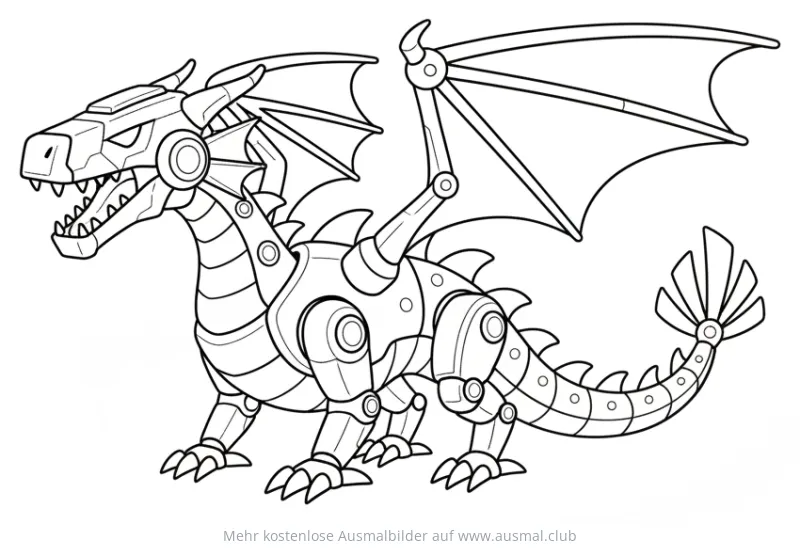 Mechanischer Drache als Roboter Ausmalbild
