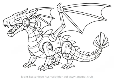Mechanischer Drache als Roboter Ausmalbild