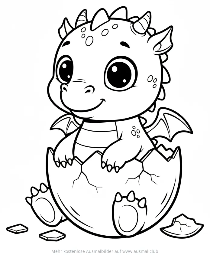 Drachenbaby schlüpft aus dem Ei Ausmalbild