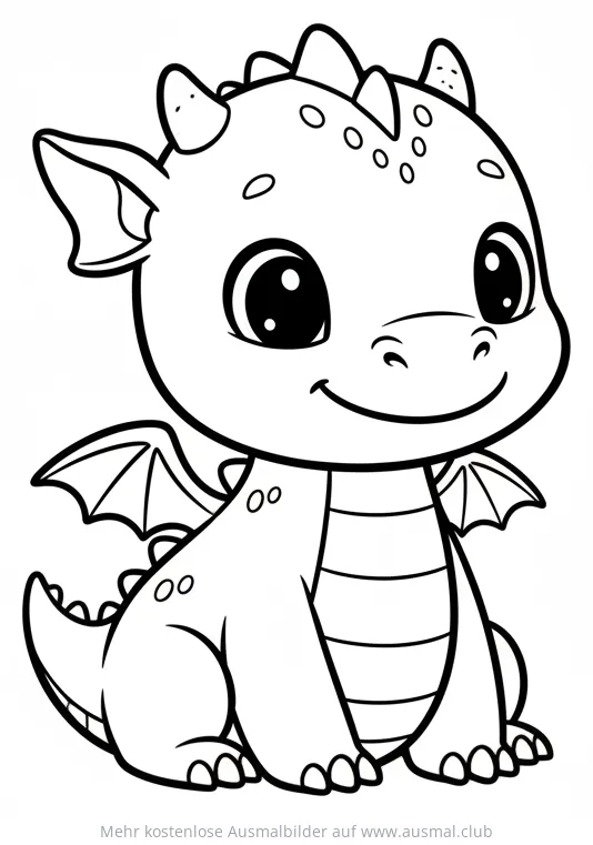 Babydrache Ausmalbild mit großen Augen