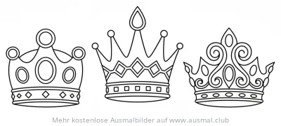Drei verschiedene Kronen Ausmalbild