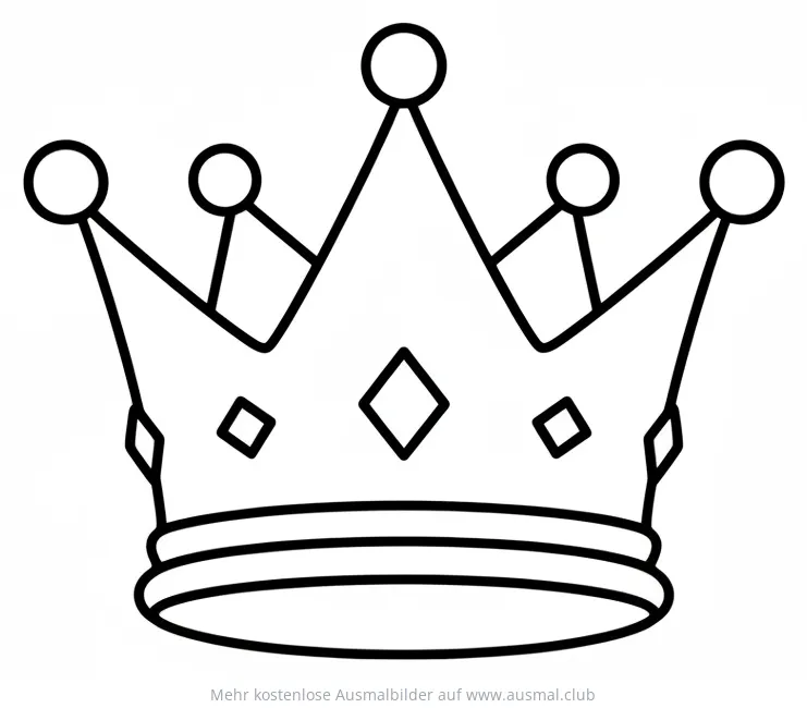 Krone Ausmalbild mit Rauten und Kugeln